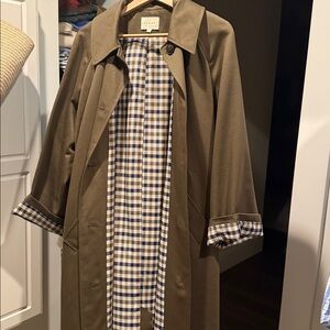 Sezane Brown Check Lined Coat